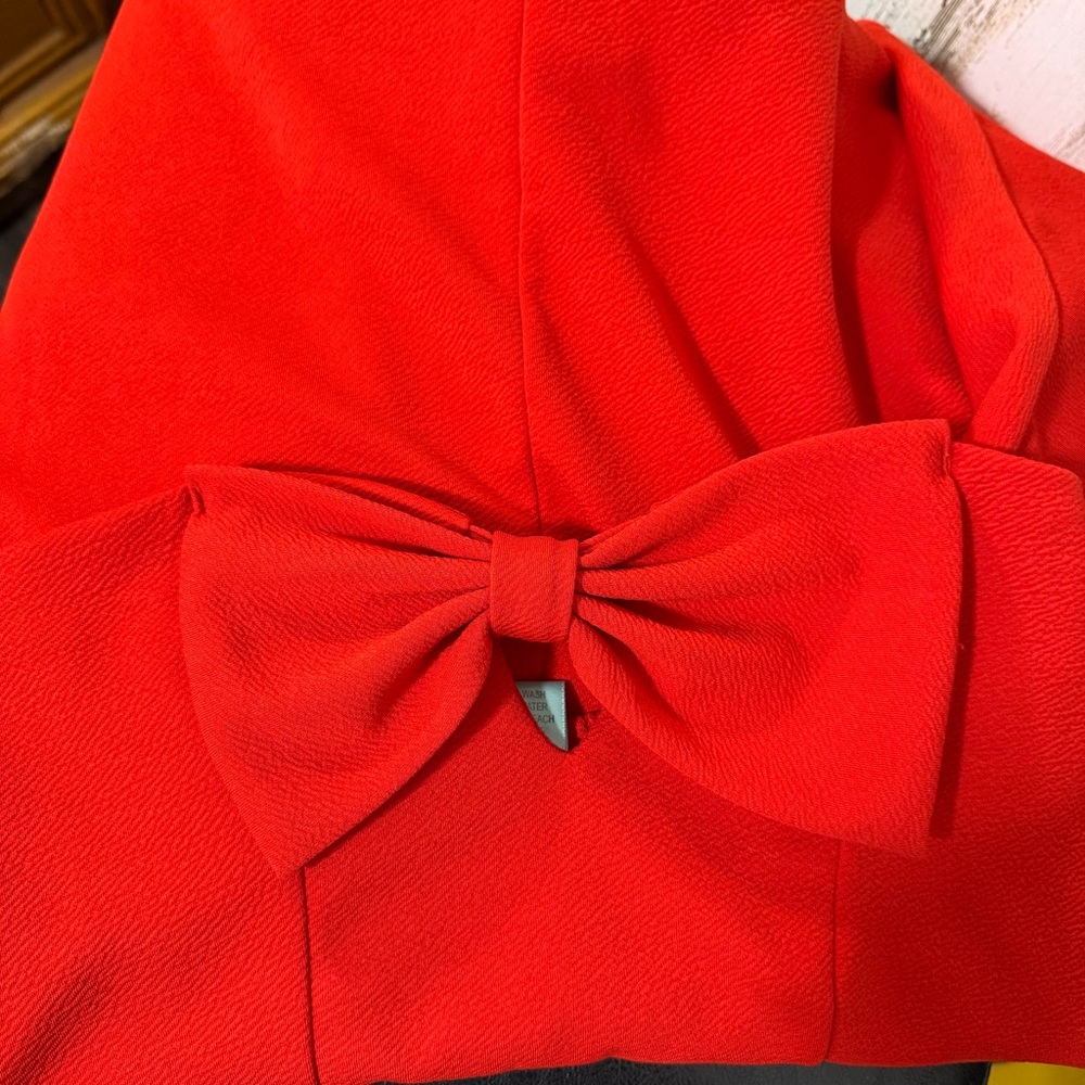 Strapless Red Dress Cut Out Bow Detail Mini Size Small - Picture 4 of 9
